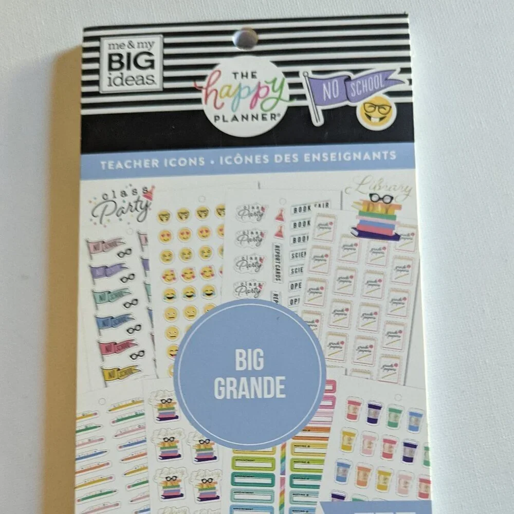NWT Back to School Happy Planner 'Teacher Icons' 737 pcs Sticker Book Big Class